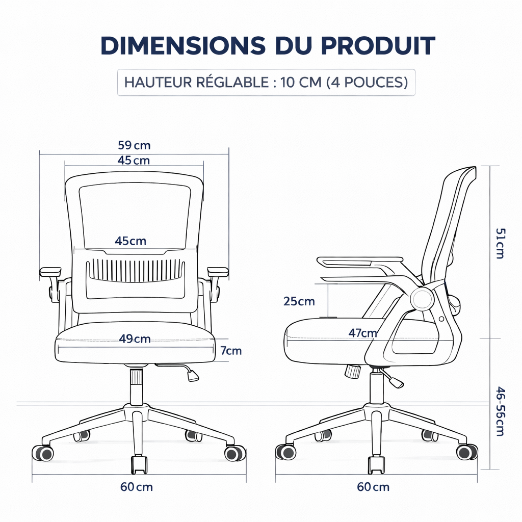 Chaise de bureau ergonomique | maille